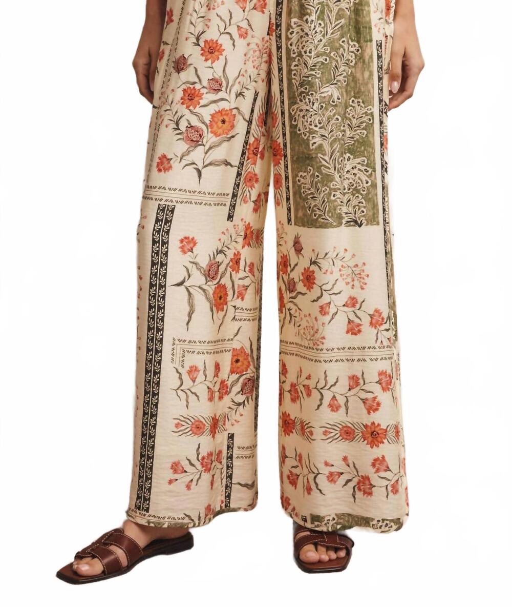 NEW LISTICLE patchwork floral swing pants in cream